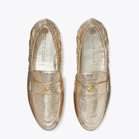 Tory Burch Gold Ballet Loafer Flats - Picture 3 of 7